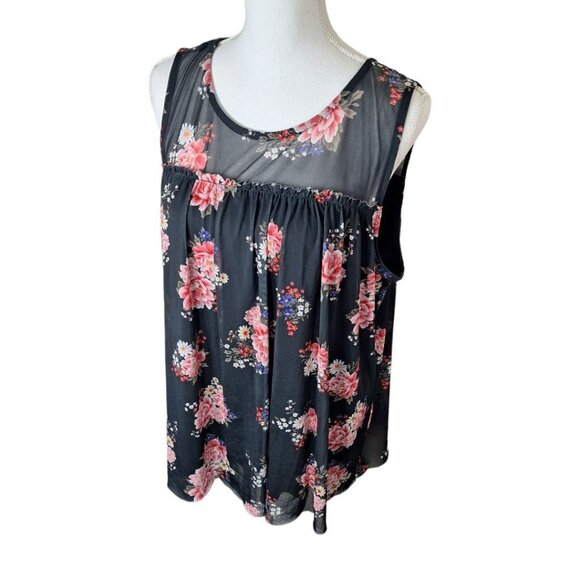Bobbie‎ Brooks Sleeveless Black Floral Womens Plus 1X Sheer Layers Lightweight - Picture 7 of 7